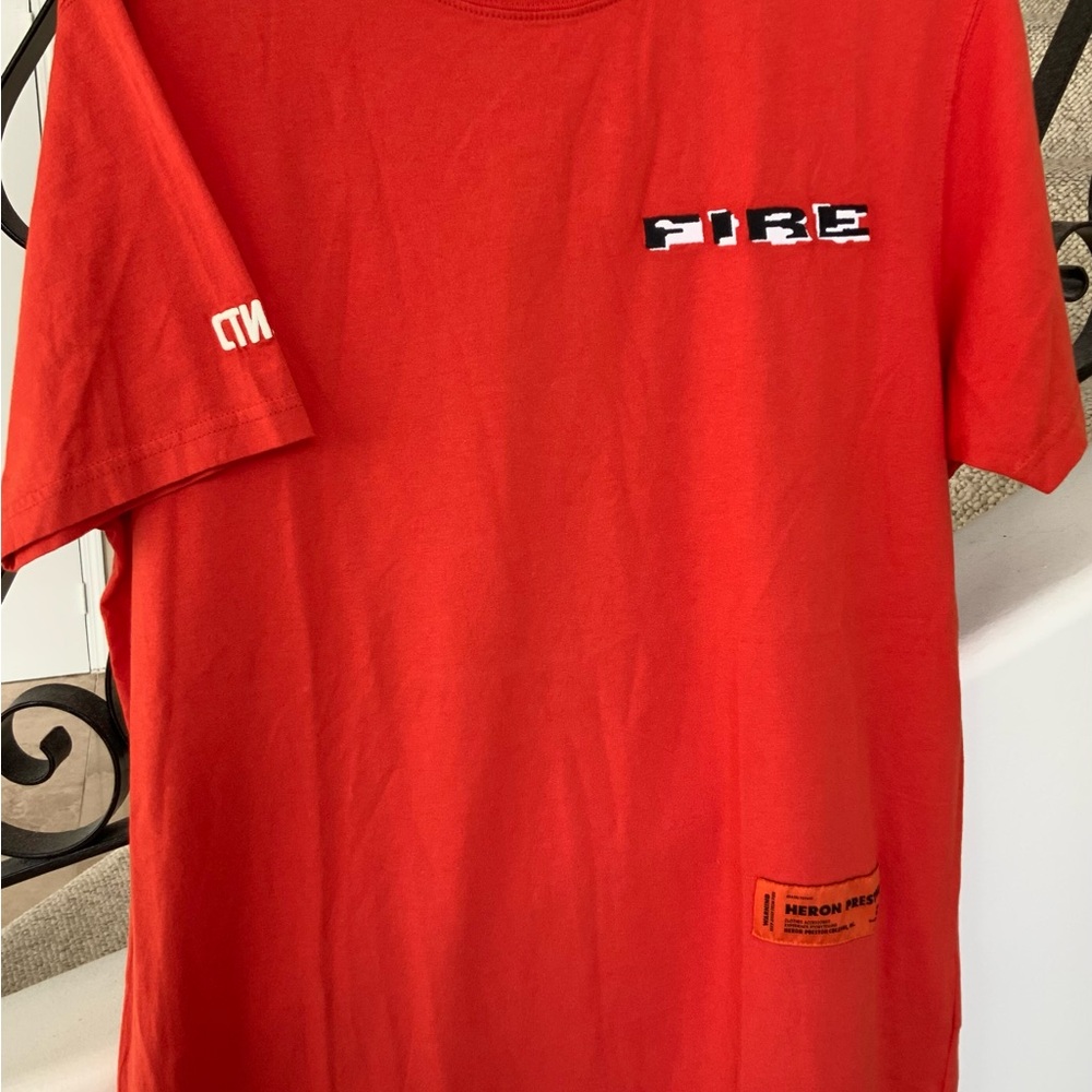 Heron Preston Fire Tshirt Red Orange